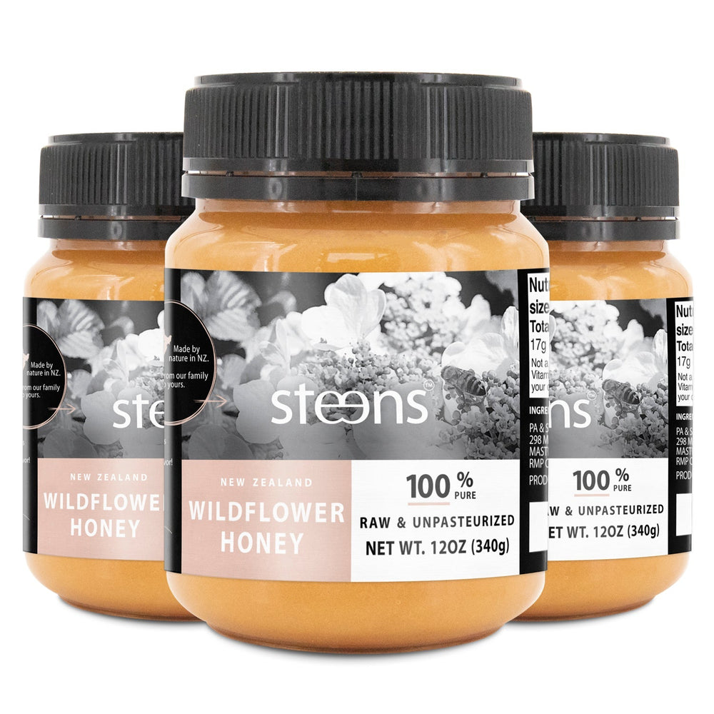 BUNDLE Pack Raw Wildflower Honey from New Zealand 12 oz - 3 Pack